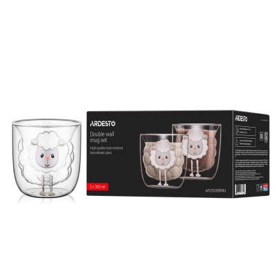 ARDESTO Набір чашок з подвійними стінками 300мл, 2шт, боросилікатне скло, прозорий ARDESTO Набір чашок з подвійними стінками 300мл, 2шт, боросилікатне скло, прозорий