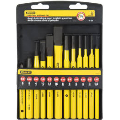 Пробійник і зубило Stanley, CrV, набір 12шт Пробійник і зубило Stanley, CrV, набір 12шт