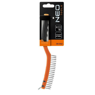 Щітка дротяна Neo Tools пряма, 3х19 рядів, прямий дріт 0.3мм, 345мм, двокомпонентне руків'я