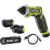 Ryobi Викрутка акумуляторна USB Lithium RSD4-120TA2 4В 1х2А·год 5Нм 200об·хв 2 насадки 10 біт 0.31кг кейс