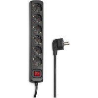 Подовжувач мережевий Hama 5м, 6хТип, 16А, фільтр, чорний