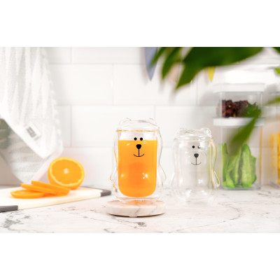 Набір чашок з кришкою з подвійними стінками Ardesto Animals, 300мл, 2шт, боросилікатне скло, прозорий Набір чашок з кришкою з подвійними стінками Ardesto Animals, 300мл, 2шт, боросилікатне скло, прозорий