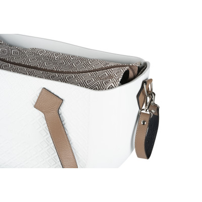 Сумка Nuvita MyMia ручки шкіра, килимок, ремені для коляски, біло-коричневий