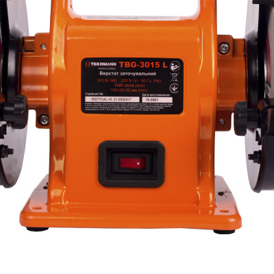 Верстат заточувальний Tekhmann TBG-3015 L 300Вт коло 150мм 2980об/хв 7.5кг Верстат заточувальний Tekhmann TBG-3015 L 300Вт коло 150мм 2980об/хв 7.5кг