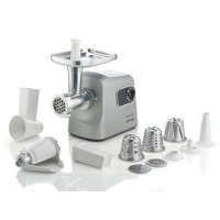 М'ясорубка Gorenje, 2500Вт, 2.8кг/хв, 3 решітки, насадка для ковбас, кеббе, шнековий соковидавлювач, 3 терки, пластик/метал, нержавійка