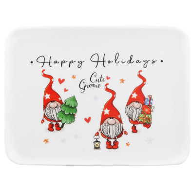 Блюдо Ardesto Christmas Gnomes, 20х15см, порцеляна, прямокутна Блюдо Ardesto Christmas Gnomes, 20х15см, порцеляна, прямокутна