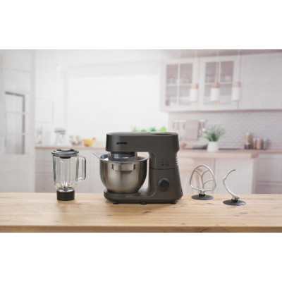 Кухонна машина Gorenje 1000Вт, чаша-метал, корпус-метал, насадок-7, сріблясто-чорний