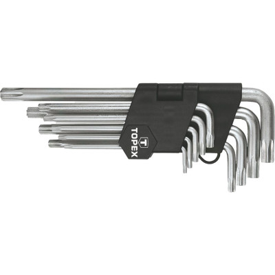 Topex Ключі Torx, набір 9 од., Torx з отвором, T10-T50, довгі Topex Ключі Torx, набір 9 од., Torx з отвором, T10-T50, довгі