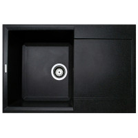 Мийка кухонна Adamant Horizon, штучний камінь, прямокут., з крилом, 780х495х230мм, чаша - 1, врізна, чорний