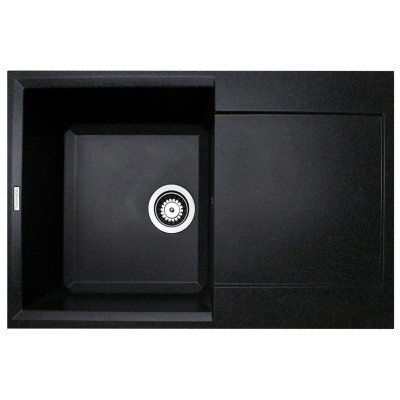 Мийка кухонна Adamant Horizon, штучний камінь, прямокут., з крилом, 780х495х230мм, чаша - 1, врізна, чорний