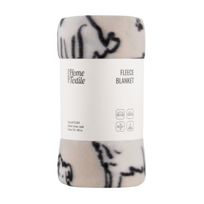 Плед ARDESTO Fleece 130x160см, 100% поліестер, песики, сірий