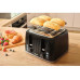 Тостер Sencor 1860Вт, підігрів, розморожування, 4 слоти, пластик, чорний