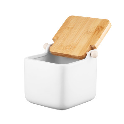 Цукорниця ARDESTO Midori 12х12х11см, 840мл, кераміка, бамбук, біла