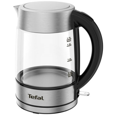 Електрочайник Tefal Glass Kettle 1.7л, скло, з підсвіткою, сріблясто-чорний