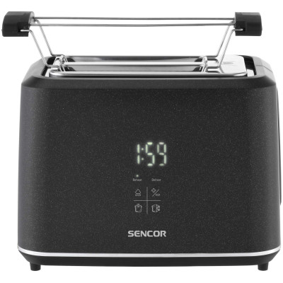Тостер Sencor 1080Вт, підігрів, розморожування, сенс. керування, LED, пластик, чорний