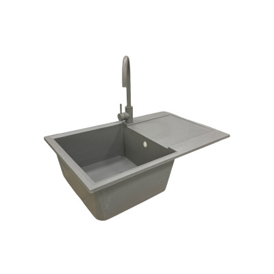 Мийка кухонна Adamant Horizon, штучний камінь, прямокут., з крилом, 780х495х230мм, чаша - 1, врізна, сірий