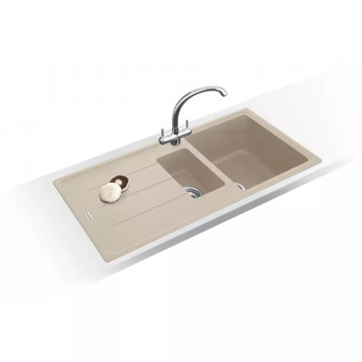 Мийка кухонна Franke Basis фраграніт, прямокут., з крилом, 970х500х200мм, чаша - 2, врізна, бежевий