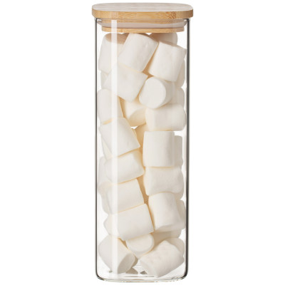 Банка для зберігання ARDESTO Midori 1000мл, скло, бамбук, квадратна, прозорий