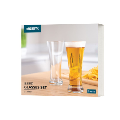 ARDESTO Набір стаканів для пива Siena 380 мл, 2 шт, скло ARDESTO Набір стаканів для пива Siena 380 мл, 2 шт, скло