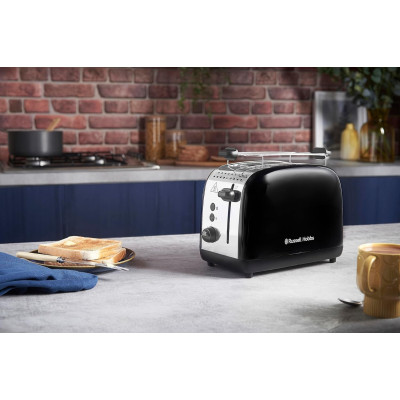 Тостер Russell Hobbs Colours Plus 1600Вт, підігрів, розморожування, метал., чорний