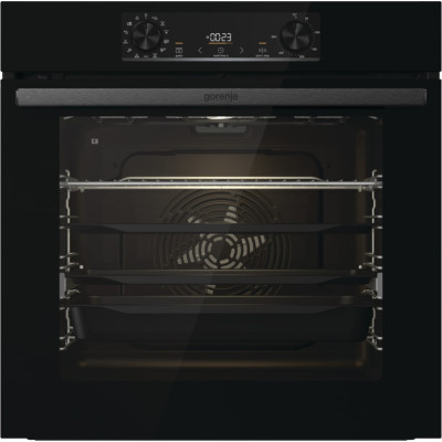 Gorenje Духова шафа електрична, 77л, A+, пара, дисплей, піроліз, чорний