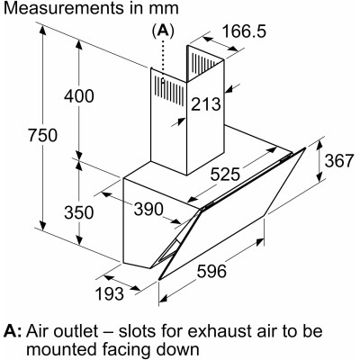 Витяжка Siemens похила, 60см, 700 м.куб/год, чорний