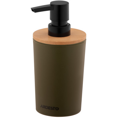Диспенсер для мила ARDESTO Minimalism 380мл, поліпропілен, бамбук, зелений темний Диспенсер для мила ARDESTO Minimalism 380мл, поліпропілен, бамбук, зелений темний