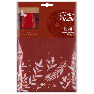 Ранер ARDESTO Happy Holidays, 40х140см, 90% поліестер, 10% бавовна, червоний