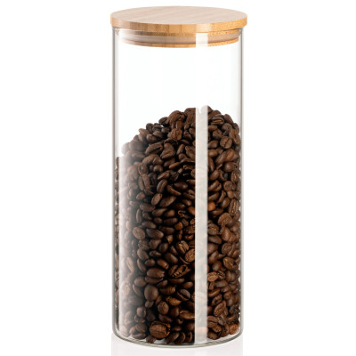ARDESTO Банка для зберігання Fresh, кругла, 1000 мл, скло, бамбук