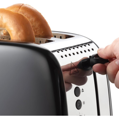Тостер Russell Hobbs Colours Plus 1600Вт, підігрів, розморожування, метал., чорний