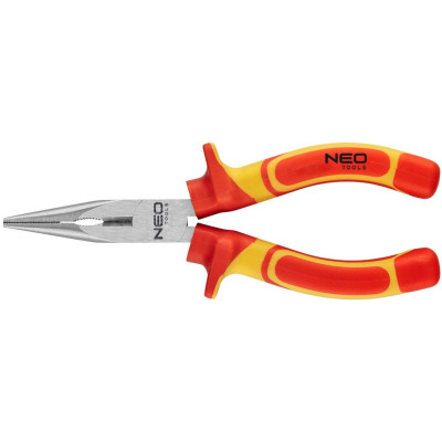 Плоскогубці подовжені прямі діелектричні Neo Tools, для робіт під напругою 1000В, 180мм, CrV