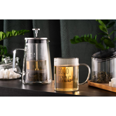 Набір чашок з ручками Ardesto Good Morning , 420мл, 2шт, боросилікатне скло, прозорий Набір чашок з ручками Ardesto Good Morning , 420мл, 2шт, боросилікатне скло, прозорий