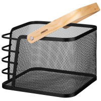 Кошик з ручкою ARDESTO Midori 24х23.5х16.1см, метал, дерево, чорний Кошик з ручкою ARDESTO Midori 24х23.5х16.1см, метал, дерево, чорний