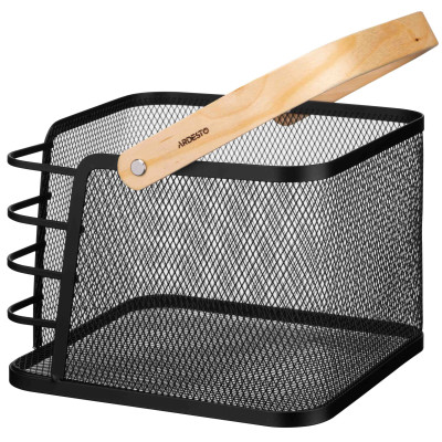 Кошик з ручкою ARDESTO Midori 24х23.5х16.1см, метал, дерево, чорний Кошик з ручкою ARDESTO Midori 24х23.5х16.1см, метал, дерево, чорний