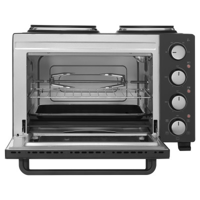 Піч електрична Sencor, 35л, 1500Вт, механіч., гриль, конвенція, 2 конф.зверху, підсвітка всередині, чорна Піч електрична Sencor, 35л, 1500Вт, механіч., гриль, конвенція, 2 конф.зверху, підсвітка всередині, чорна