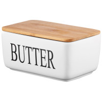 Маслянка ARDESTO Midori 16.5х10х8см, кераміка, бамбук, біла