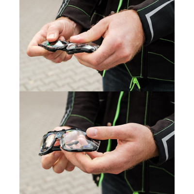 Окуляри захисні Neo Tools протиосколкові, клас захисту FT, резинові дужки, полікарбонат, прозорі