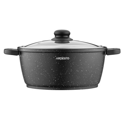Каструля зі скляною кришкою Ardesto Gemini Anzio, 4.4л, алюміній, чорний AR2424GE Каструля зі скляною кришкою Ardesto Gemini Anzio, 4.4л, алюміній, чорний AR2424GE
