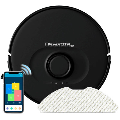 Робот-пилосос Rowenta X-Plorer Serie 75 S, h=9.5см, вологе прибирання, конт пил -0.4л, вода -0.3л, автон. робота до 120хв, НЕРА, управління через смартфон, чорний Робот-пилосос Rowenta X-Plorer Serie 75 S, h=9.5см, вологе прибирання, конт пил -0.4л, вода -0.3л, автон. робота до 120хв, НЕРА, управління через смартфон, чорний