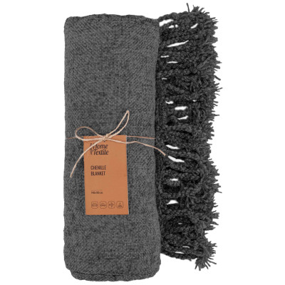 Плед ARDESTO Chenille 140х190см, 100% поліестер, сірий темний