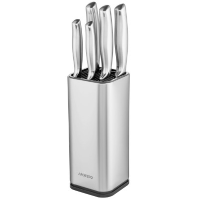 Набір ножів з блоком ARDESTO Gemini, 6 предметів, нержавіюча сталь, пластик Набір ножів з блоком ARDESTO Gemini, 6 предметів, нержавіюча сталь, пластик