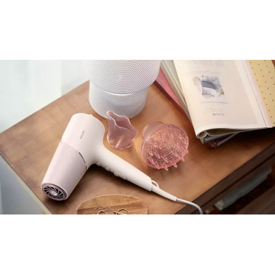 Фен Philips 5000 Series, 2300Вт, 3 режими, дифузор, іоніз-я, хол. обдув, біло-рожевий Фен Philips 5000 Series, 2300Вт, 3 режими, дифузор, іоніз-я, хол. обдув, біло-рожевий