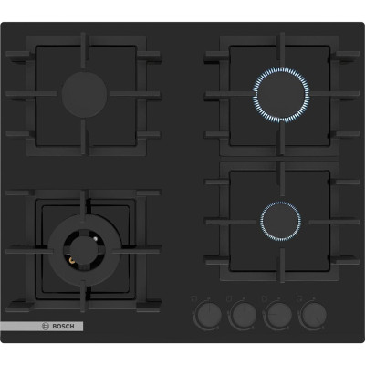 Варильна поверхня Bosch газова на склі, 60см, чавун, чорний