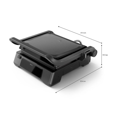Гриль Philips прижимний Series 7000, 2200Вт, з`ємні пластини,термощуп, розкриття на 180°, метал, чорний Гриль Philips прижимний Series 7000, 2200Вт, з`ємні пластини,термощуп, розкриття на 180°, метал, чорний