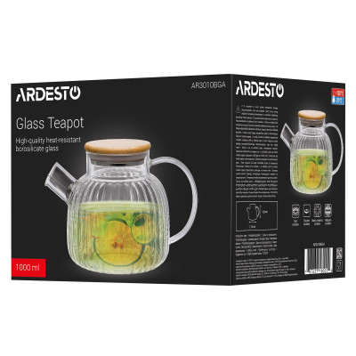 Заварник ARDESTO Iceberg 1000мл, боросиликатное стекло, бамбук, прозрачный Заварник ARDESTO Iceberg 1000мл, боросиликатное стекло, бамбук, прозрачный