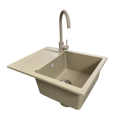 Набір кухонний Adamant Minimal, штучний камінь, прямокут., з крилом, 615х495х200мм, чаша - 1, врізна, Сахара + змішувач Набір кухонний Adamant Minimal, штучний камінь, прямокут., з крилом, 615х495х200мм, чаша - 1, врізна, Сахара + змішувач