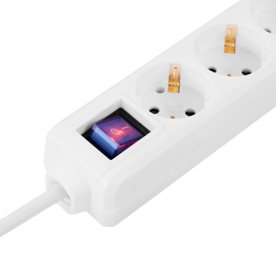 Удлинитель сетевой 2E 6хТип F, 3х1.5мм кв, 16A, 3м, белый 2E-U06ESM3WH