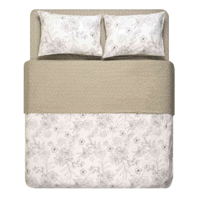 КПБ 1,5сп ARDESTO Gloria, підковдра 160х220см, простирадло 160х220см, наволочки (2) 50х70см, 100% бавовна, сатин, квіти, бежевий