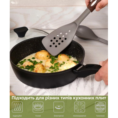 ARDESTO Сковорода глибока з кришкою Gemini Livorno, 28см, алюміній, чорний
