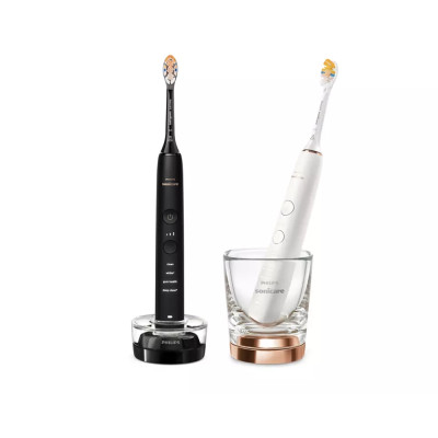 Щітка зубна електр. Philips, Sonicare DiamondClean 9000 Series, набір , 62т. колив/хв, насадок-1, 2 шт в наборі, 1зарядн.стакан+зарядка, чорний, білий